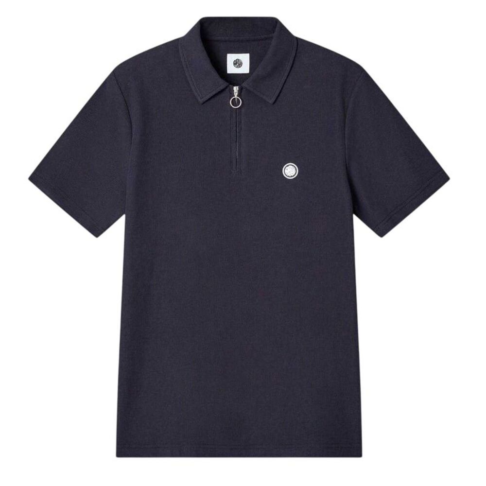 Pretty Green Mens Islington Quarter Zip Regular Polo Shirt / Navy